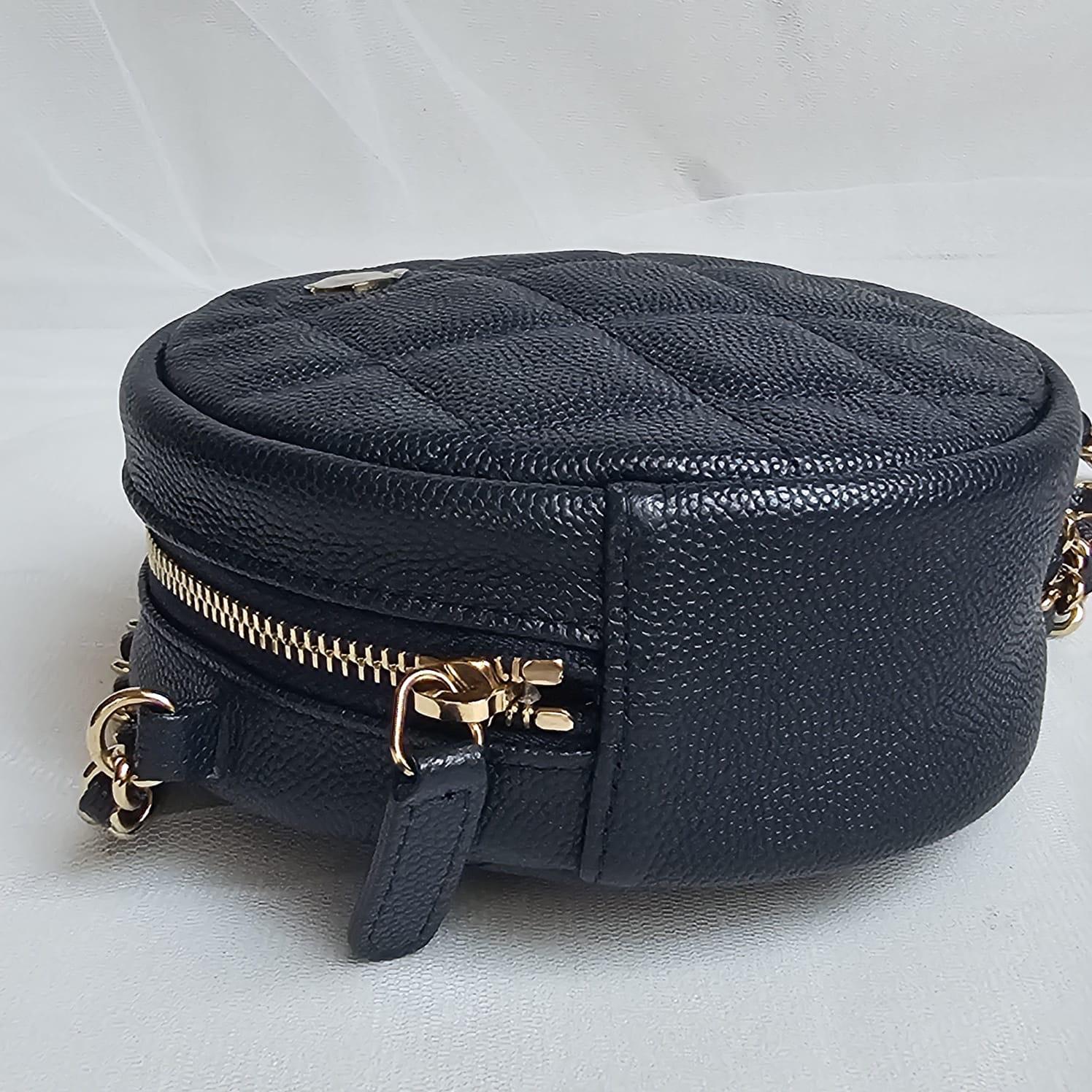 Chanel Navy Caviar Quilted Mini Round Crossbody Bag 7