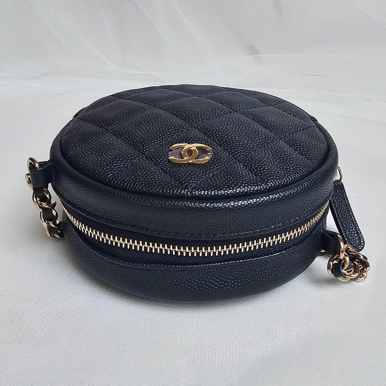 Chanel Navy Caviar Quilted Mini Round Crossbody Bag 8