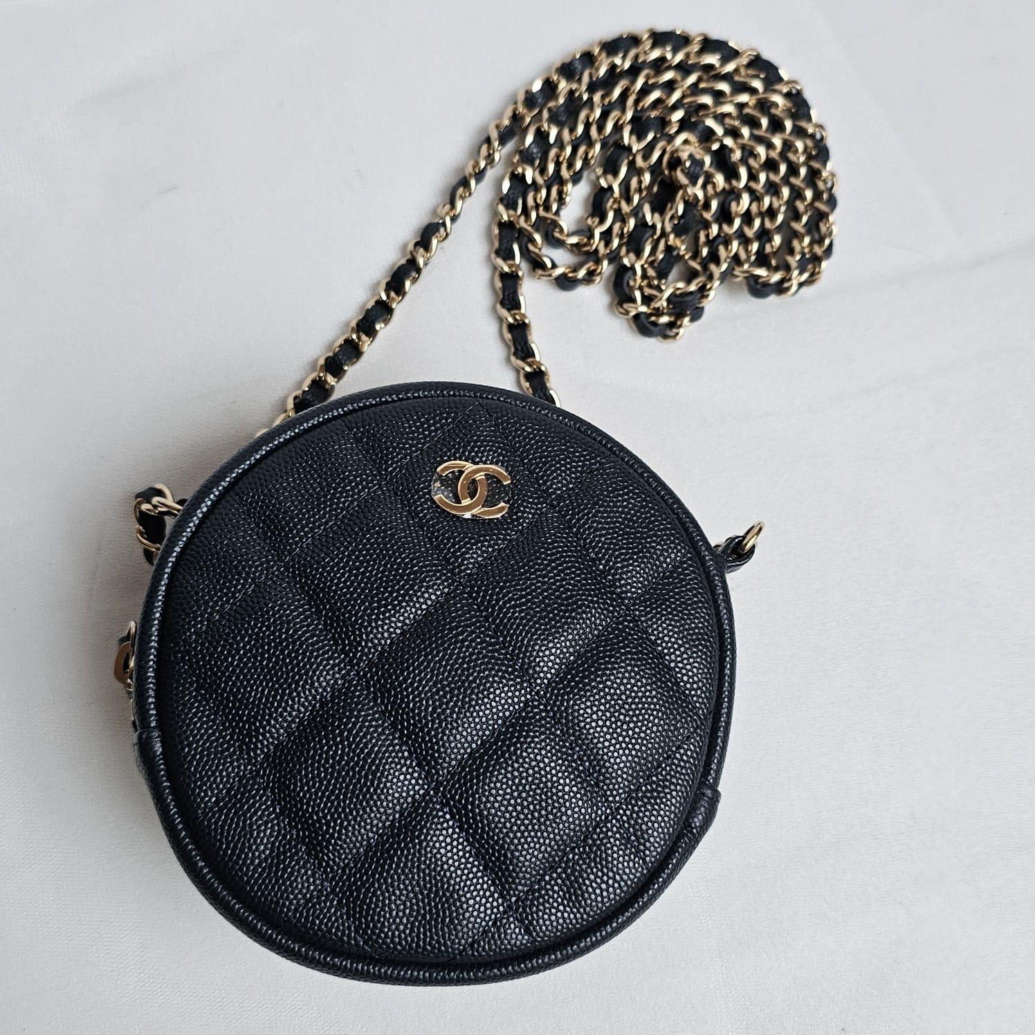 Chanel Navy Caviar Quilted Mini Round Crossbody Bag 10