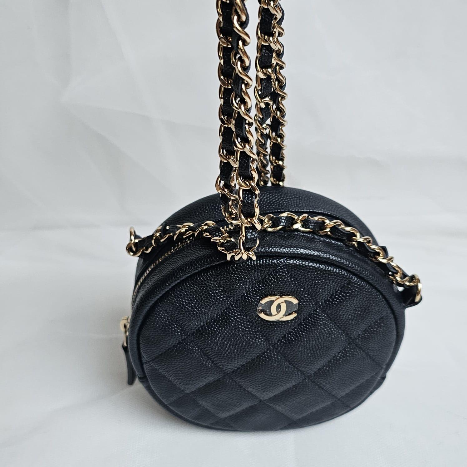 Chanel Navy Caviar Quilted Mini Round Crossbody Bag 11