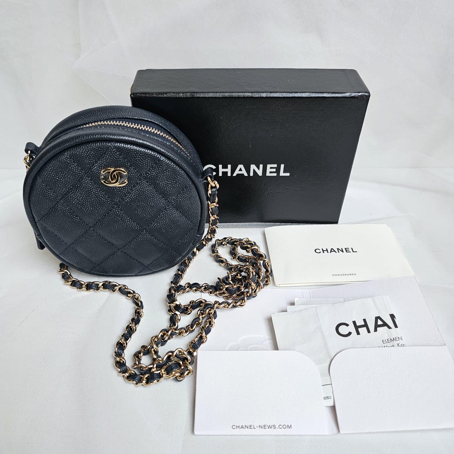 Chanel Navy Caviar Quilted Mini Round Crossbody Bag 1