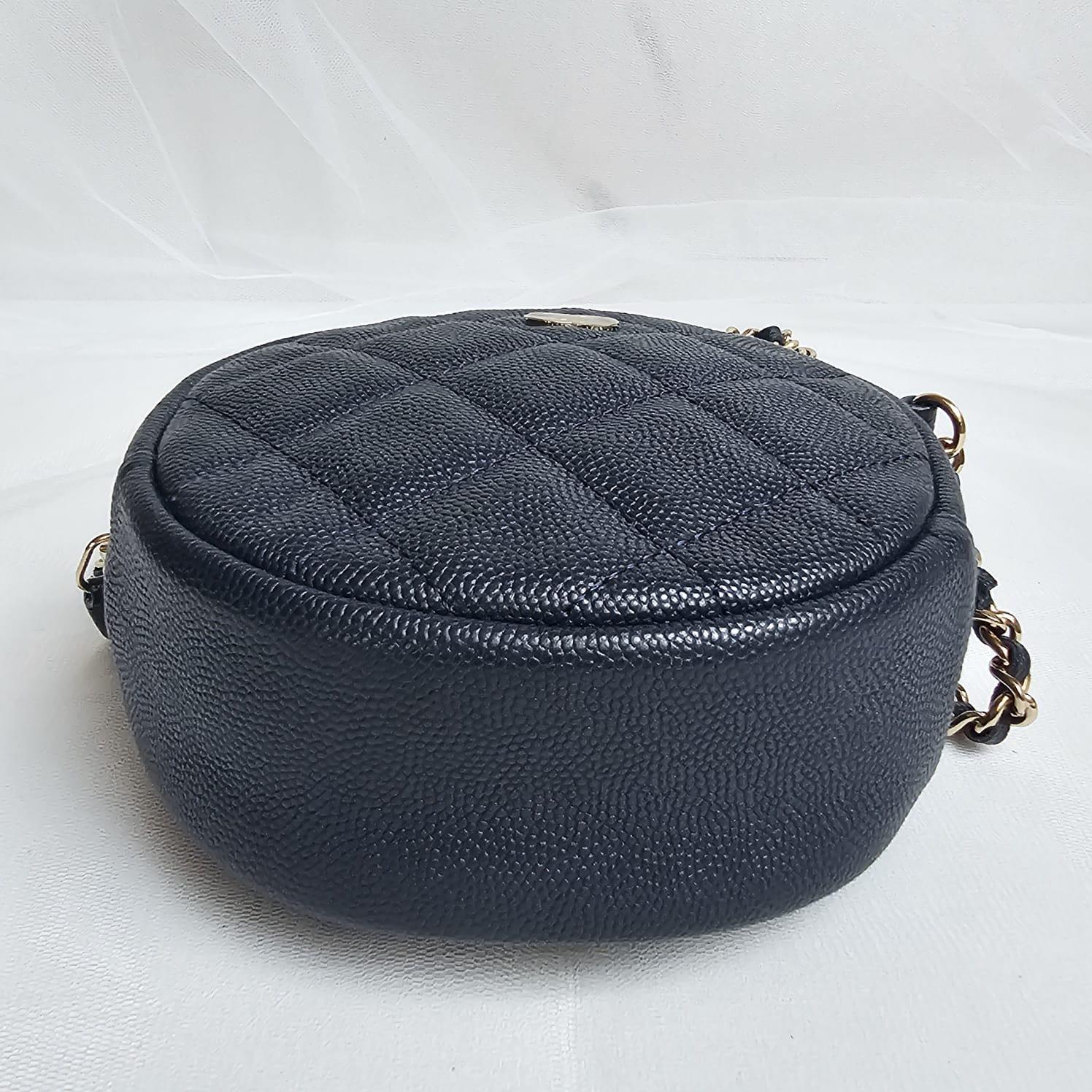 Chanel Navy Caviar Quilted Mini Round Crossbody Bag 2