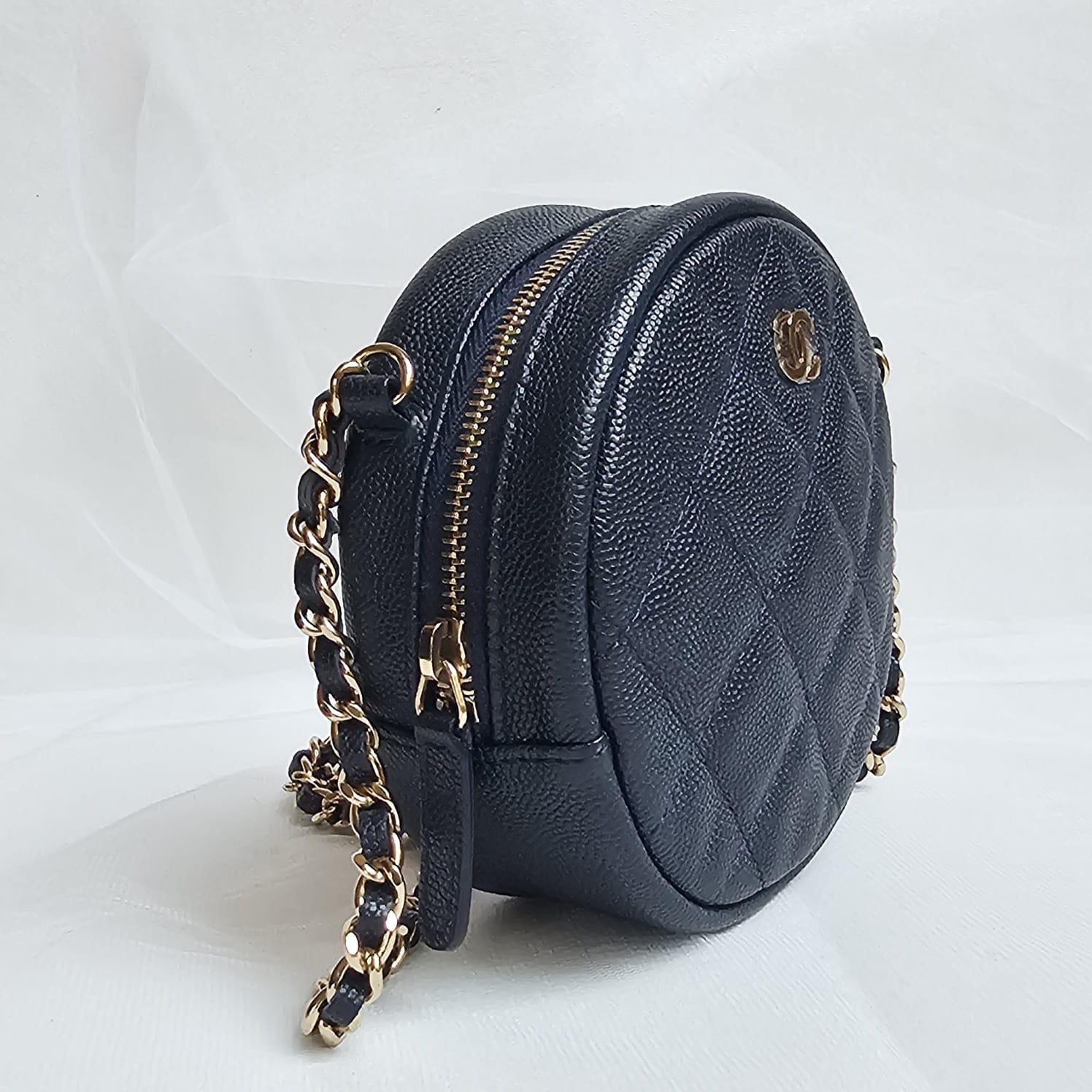 Chanel Navy Caviar Quilted Mini Round Crossbody Bag 3