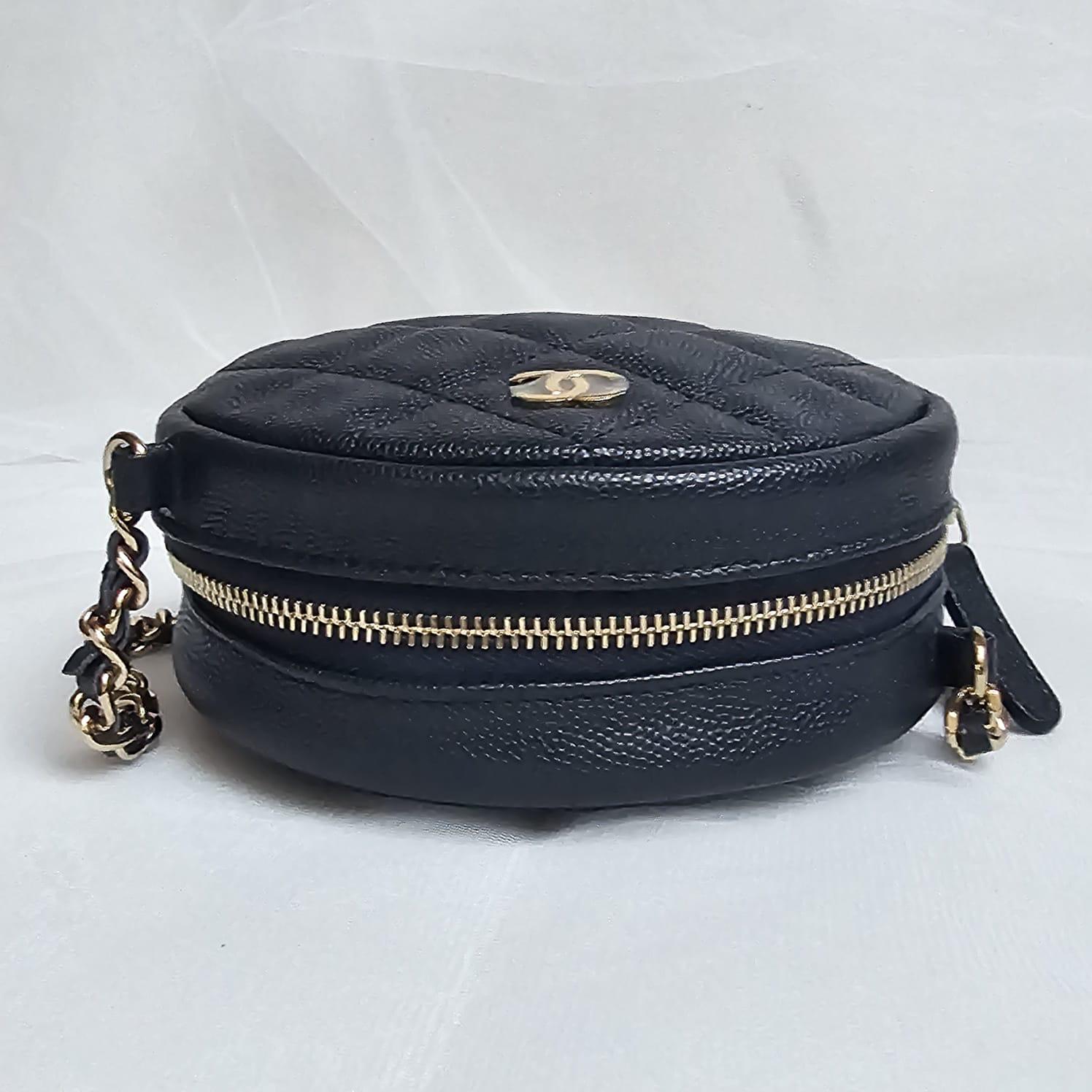 Chanel Navy Caviar Quilted Mini Round Crossbody Bag 4
