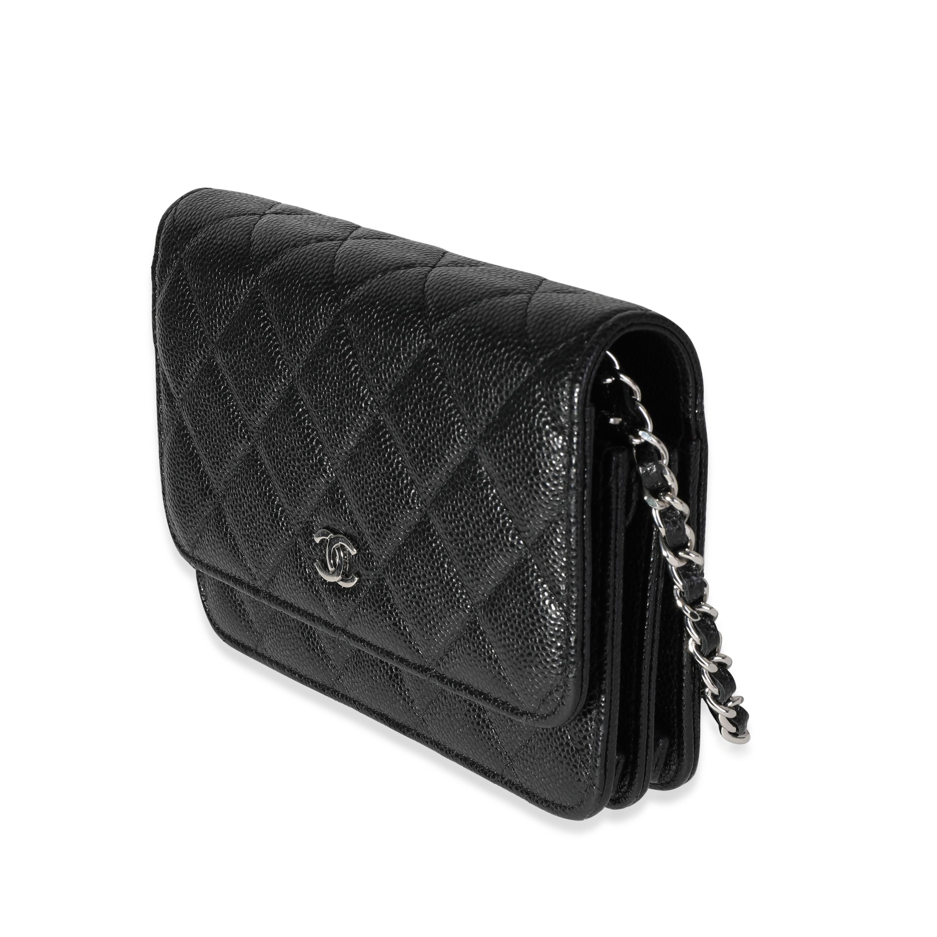 Listing Title: Chanel Black Caviar Quilted Mini Wallet On Chain
SKU: 118559
Condition: Pre-owned (3000)
Handbag Condition: Excellent
Condition Comments: Minor scratches at hardware.
Brand: Chanel
Model: Chanel Black Caviar Quilted Mini Wallet On