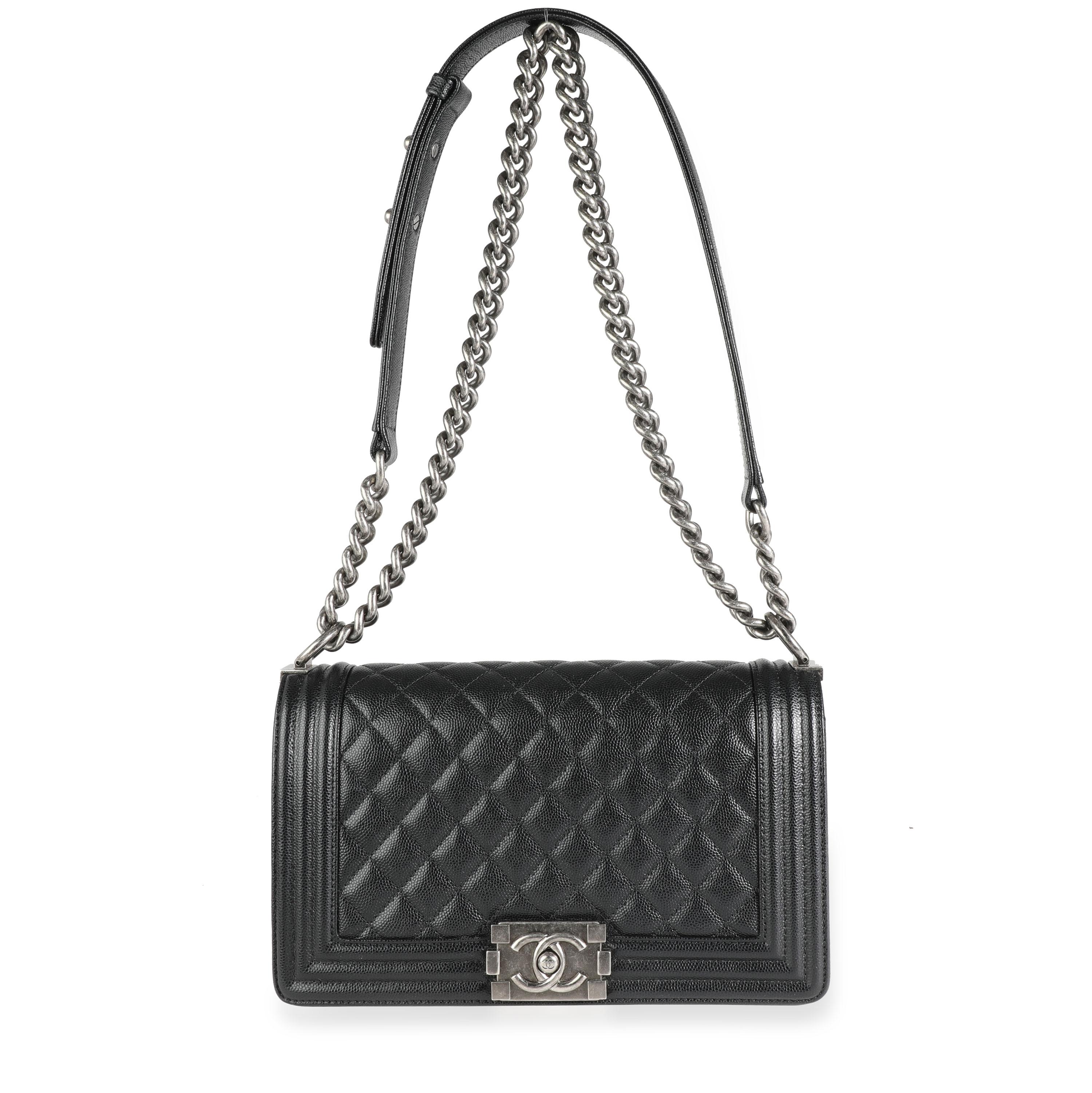 Chanel Black Caviar Quilted Old Medium Boy Bag
SKU: 113094
MSRP: USD 5,900.00
Condition: Pre-owned (3000)
Condition Description: The Boy bag is easily one of Karl Lagerfeld's most popular designs for Chanel. Inspired by Coco's first love, Boy Capel,
