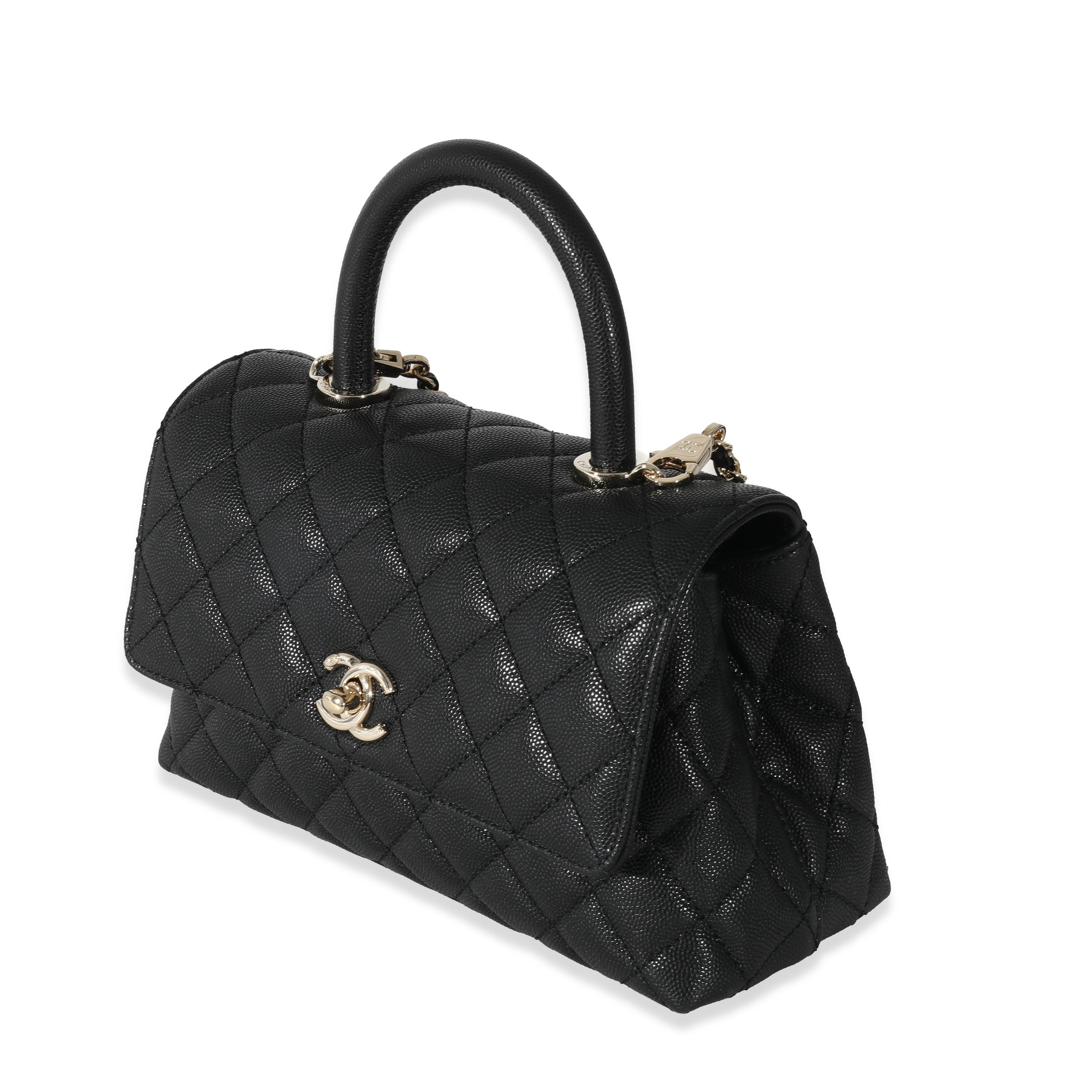 Women's or Men's Chanel Black Caviar Quilted Small Coco Top Handle Flap Bag