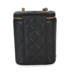 Chanel Black Caviar Quilted Small Vertical Coco Beauty Vanity Case