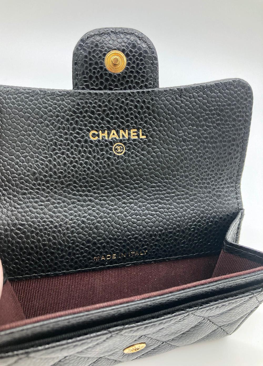 Chanel Black Caviar Quilted Snap Wallet 2