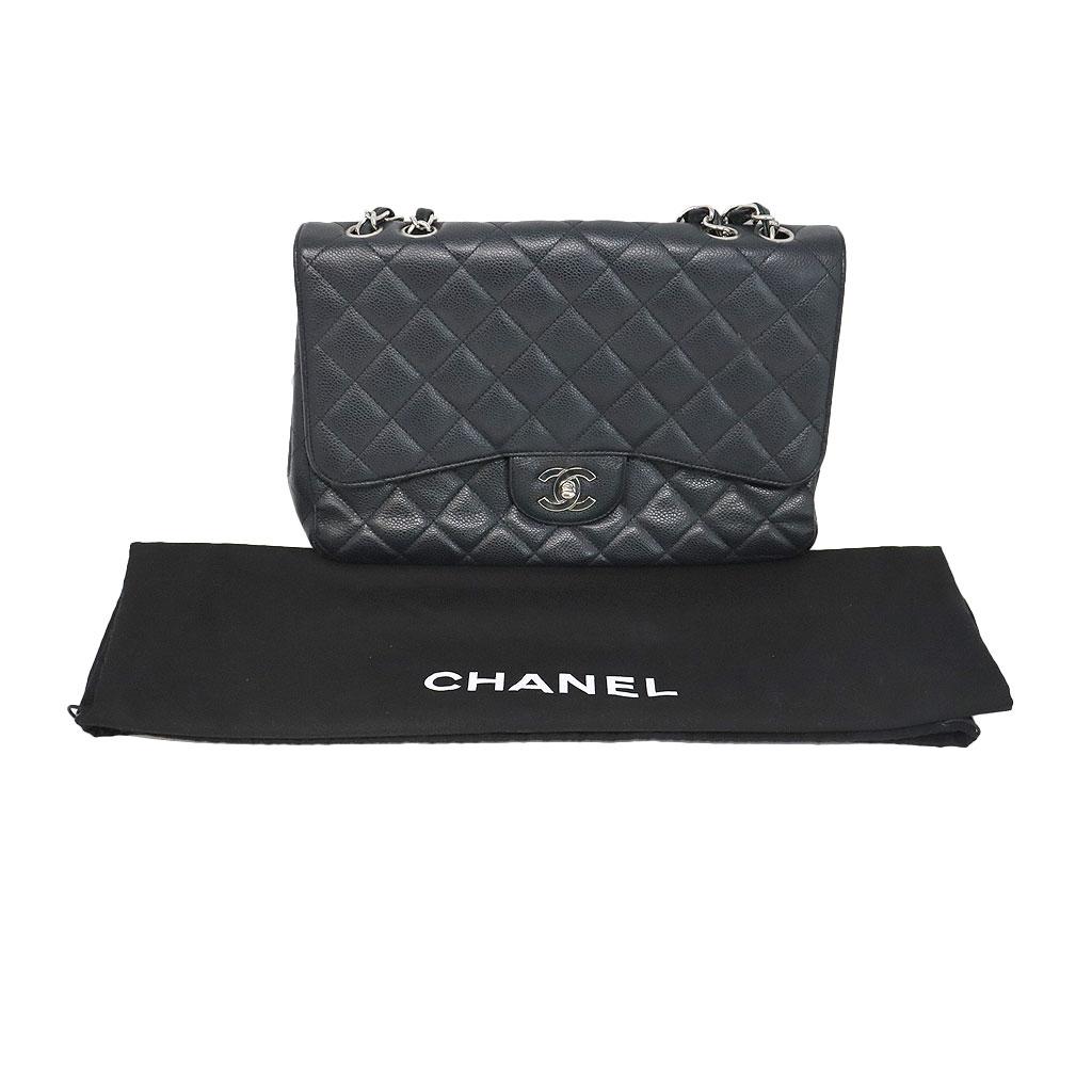 Chanel Black Caviar SHW Jumbo Single Flap No. 12 Shoulder Bag 6