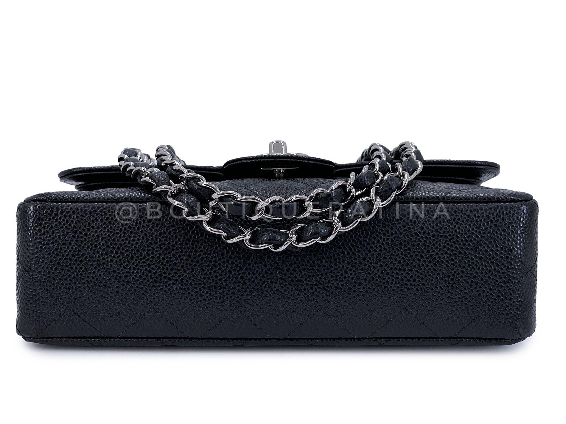 Chanel Black Caviar Small Classic Double Flap Bag SHW 67981 For Sale 2