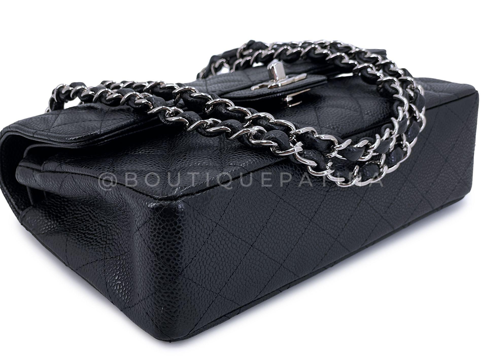 Chanel Black Caviar Small Classic Double Flap Bag SHW 67981 en vente 3