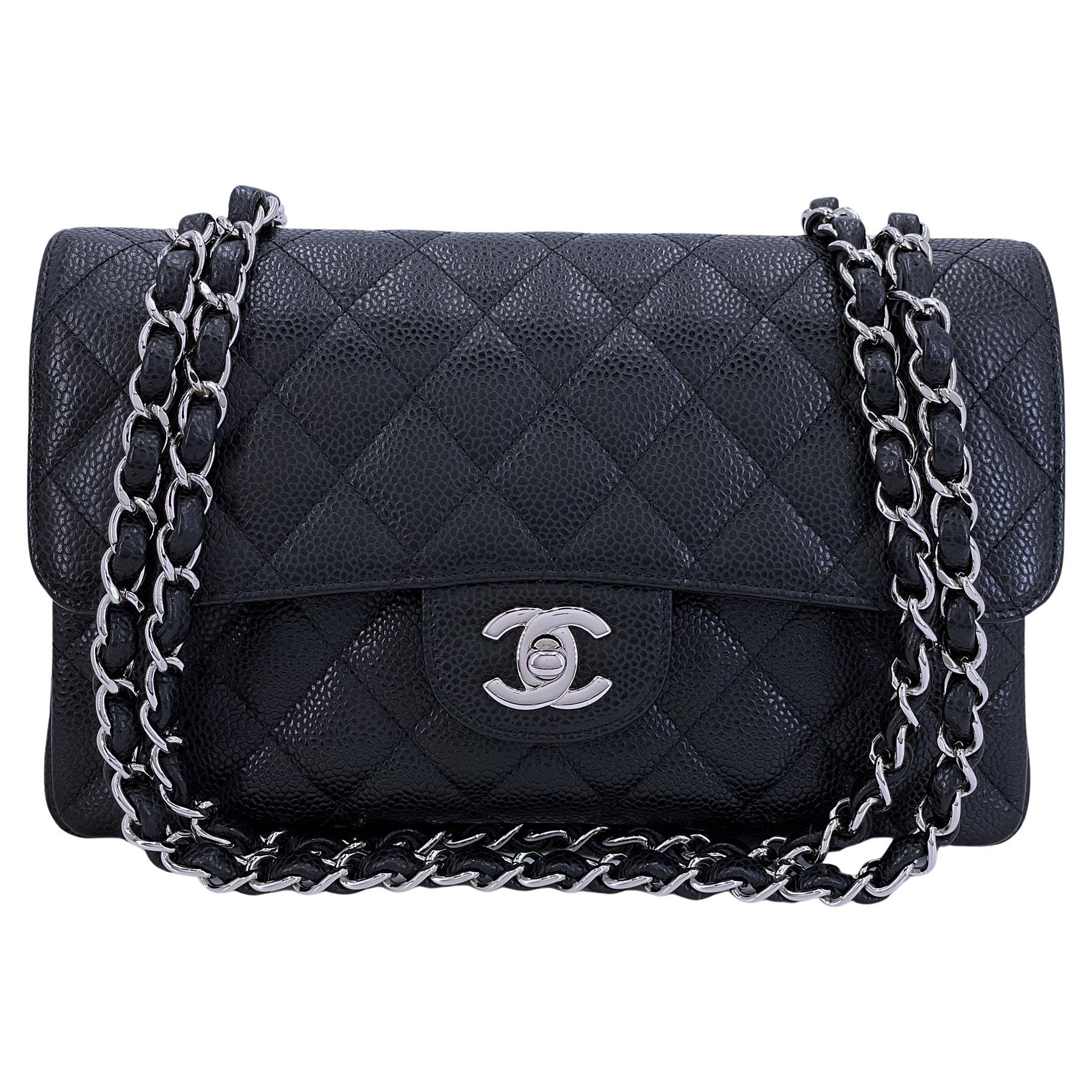 Chanel Black Caviar Small Classic Double Flap Bag SHW 67981 For Sale