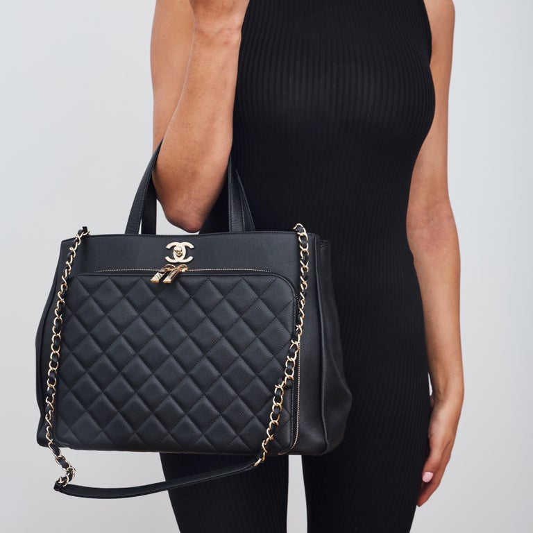 Chanel Black Quilted Caviar Leather Small Business Affinity Bag