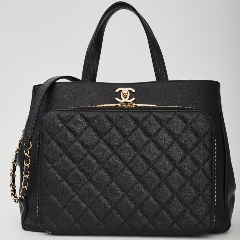 Chanel Black Caviar Small Shopping Business Affinity Tote (Circa 2017)