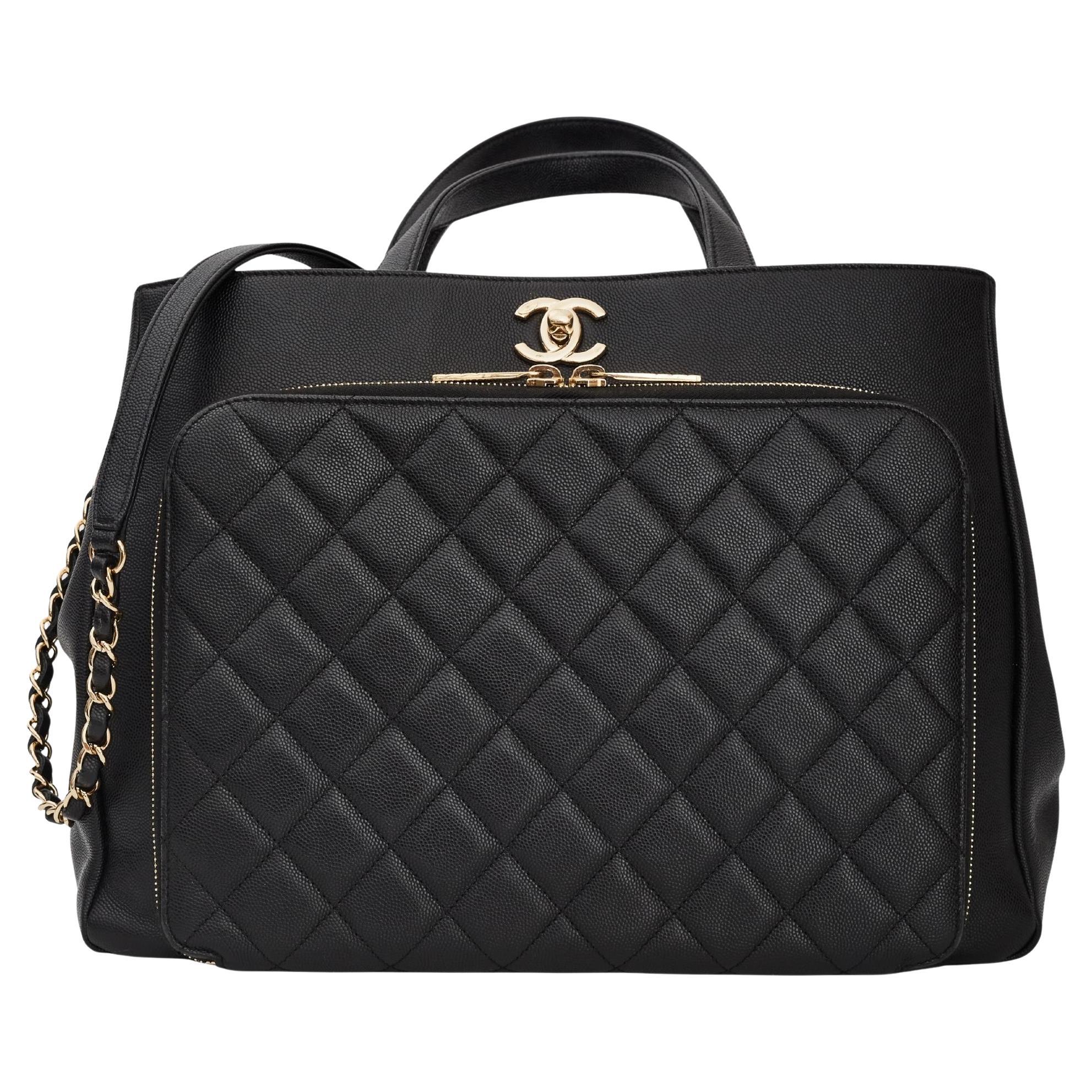 Sac cabas Chanel Black Caviar Small Shopping Business Affinity (Circa 2017) en vente 6
