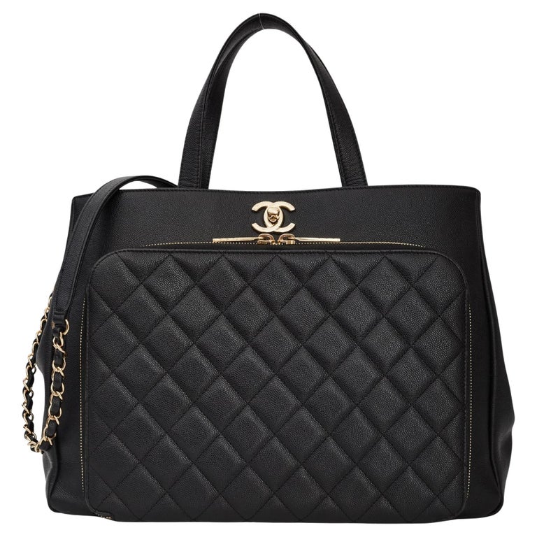 Chanel Black Caviar Small Shopping Business Affinity Tote (Circa 2017)