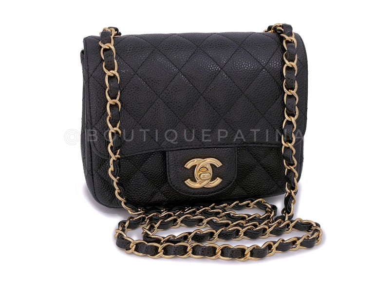 Chanel Black Caviar Square Classic Mini Flap Bag GHW 66366 For Sale at ...