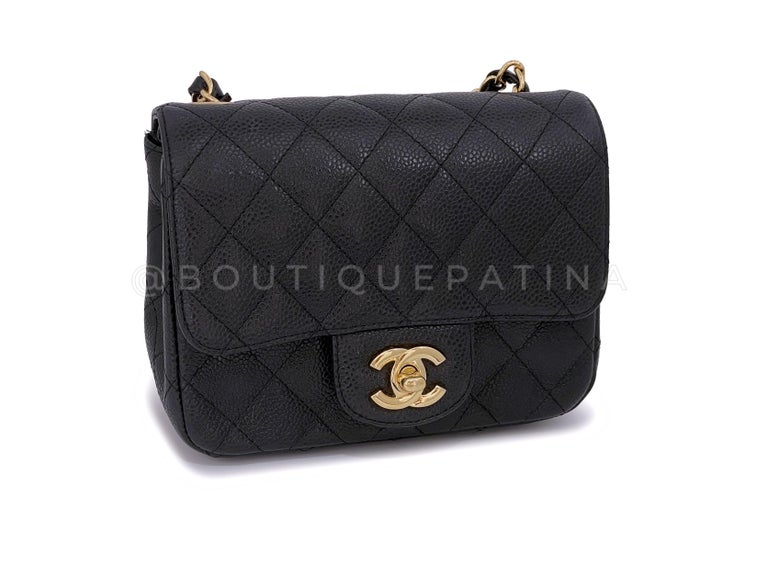 Chanel Black Caviar Square Classic Mini Flap Bag GHW 66366 For Sale at ...