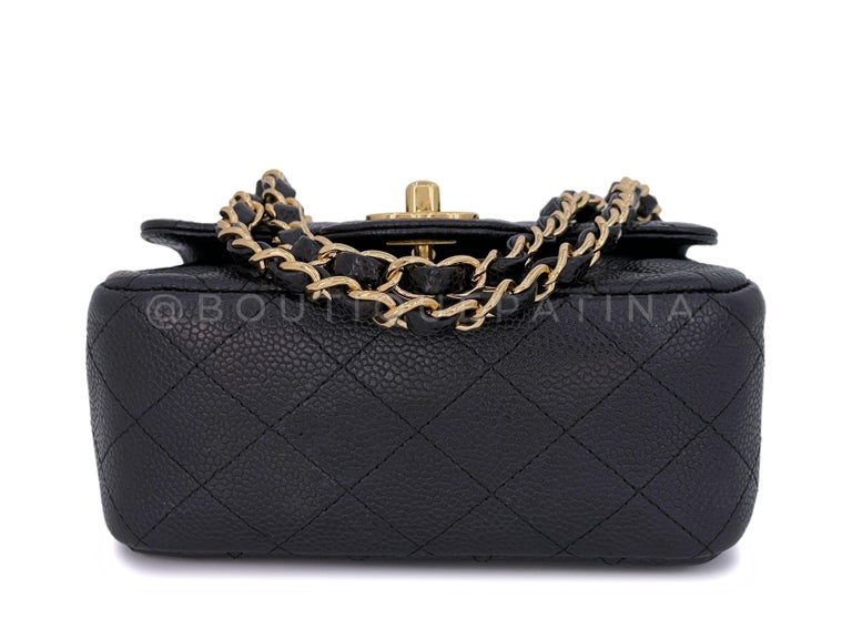 Chanel Black Caviar Square Classic Mini Flap Bag GHW 66366 For Sale at ...
