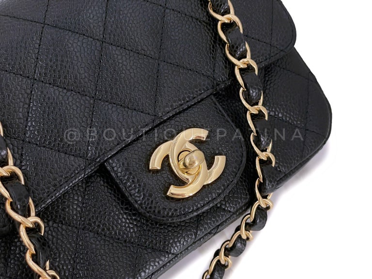 Chanel Black Caviar Square Classic Mini Flap Bag GHW 66366 For Sale at ...