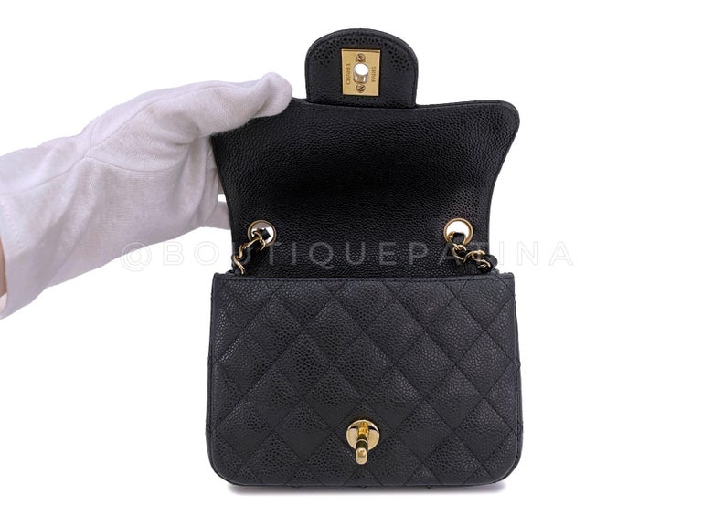 Chanel Black Caviar Square Classic Mini Flap Bag GHW 66366 For Sale at ...