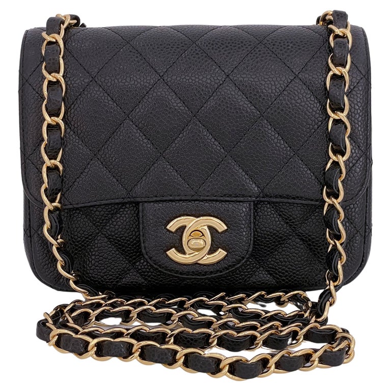 Chanel Black Caviar Square Classic Mini Flap Bag GHW 66366 For Sale at  1stDibs