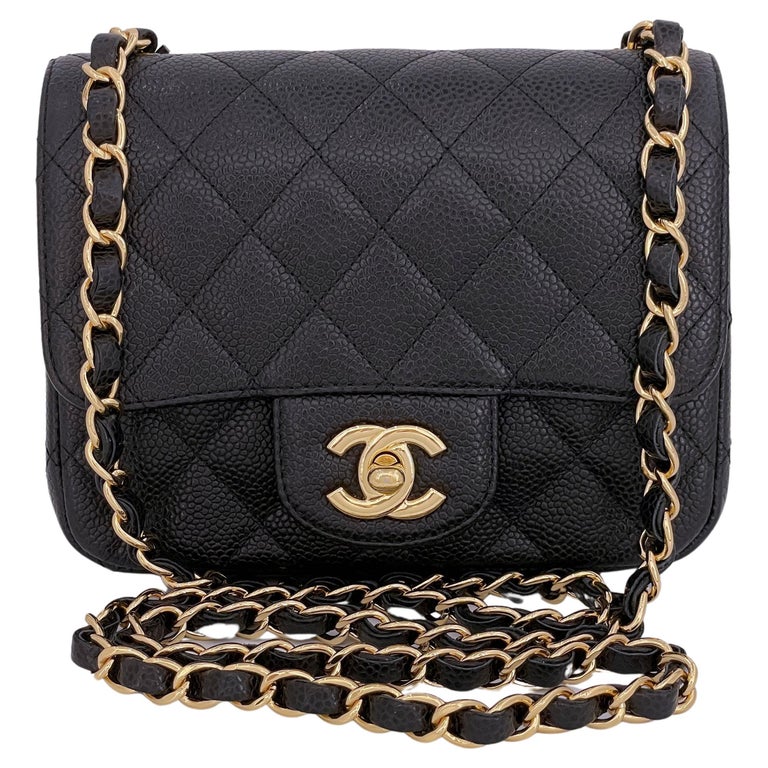 Chanel Black Caviar Square Classic Mini Flap Bag GHW 66366 For Sale at 1stDibs Chanel Black Caviar Square Classic Mini Flap Bag GHW 66366 For Sale at 1stDibs