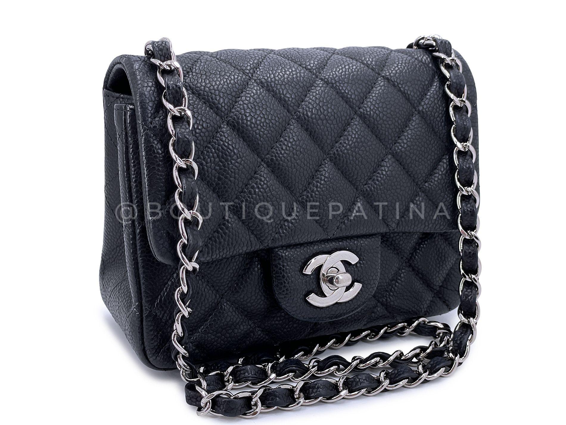 Store item: 68093
Long discontinued caviar square mini with silver hardware made in 2013 by Chanel.
The classic CC flap is the token iconic bag for the house of Chanel. This is a smaller version of the classic 2.55 flap, the classic mini flap, in a