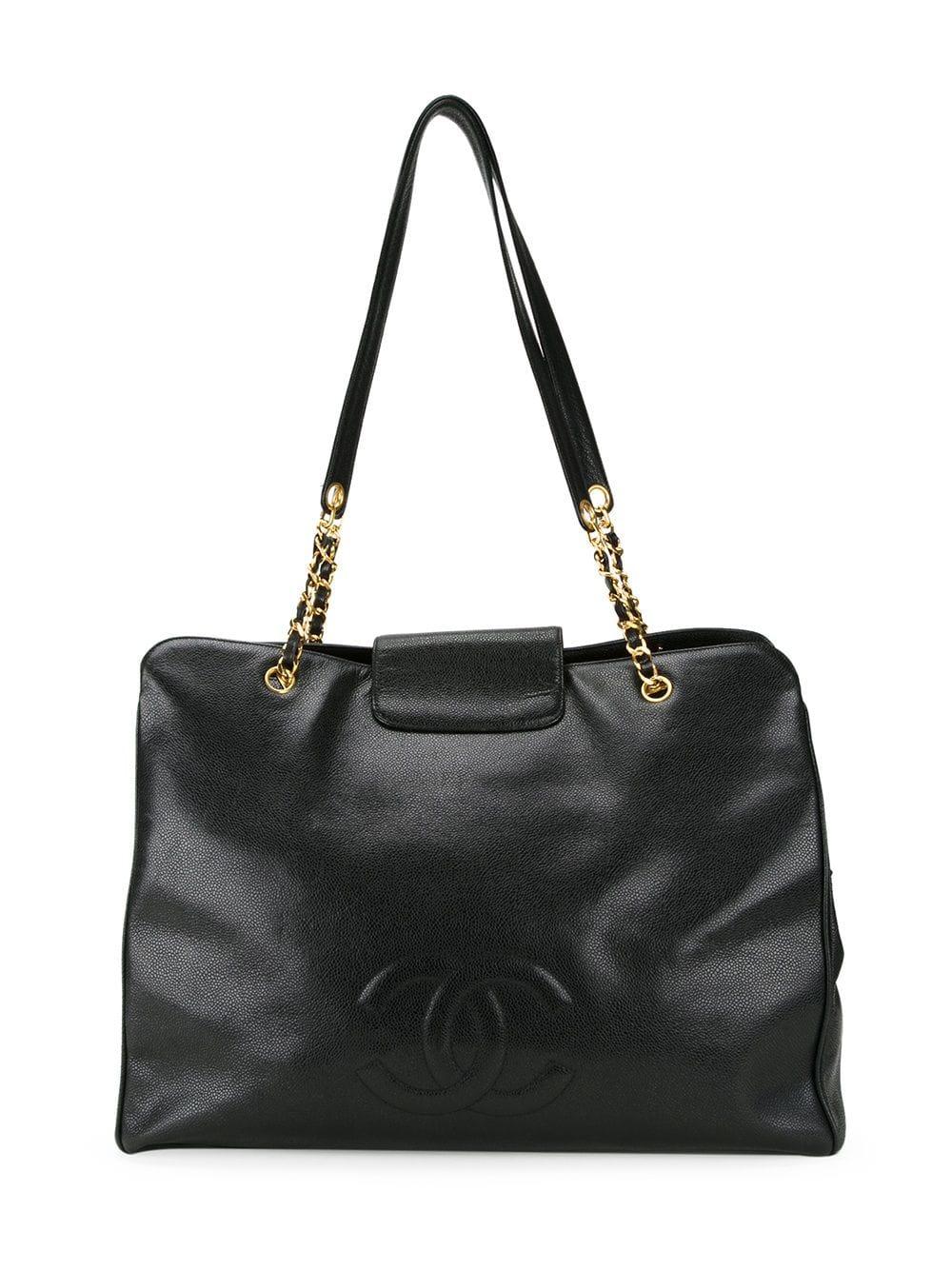 Chanel Black Caviar Supermodel Overnight Weekender Travel Tote Shoulder Bag 1