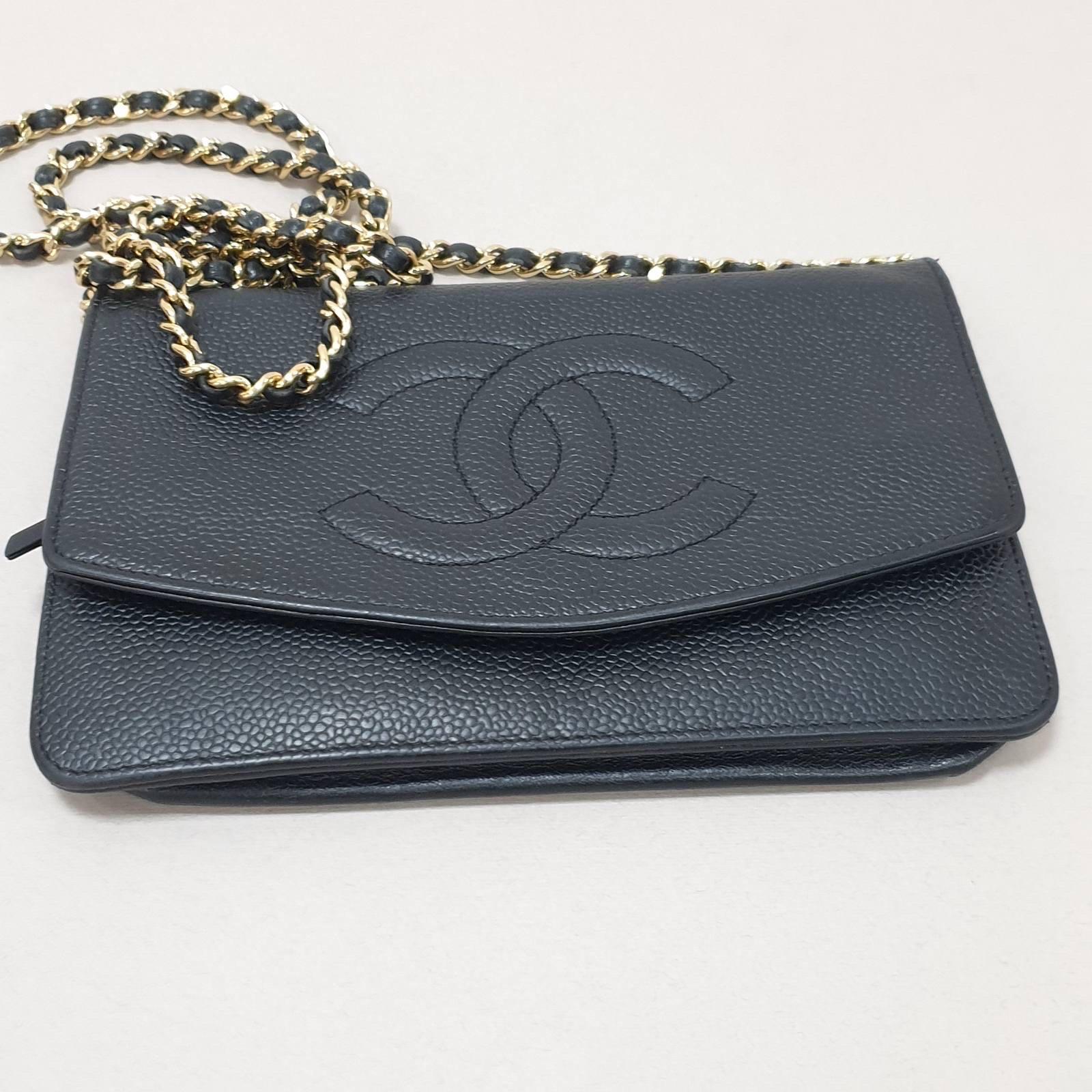 Chanel Black Caviar Timeless CC Wallet on Chain WOC 7