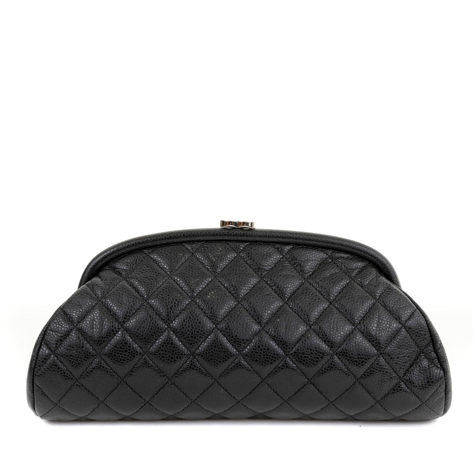 Chanel Black Caviar Timeless Clutch In Excellent Condition In Palm Beach, FL