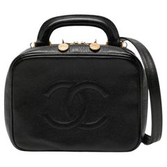 Chanel Black Caviar Timeless Top Handle Vanity Shoulder Bag