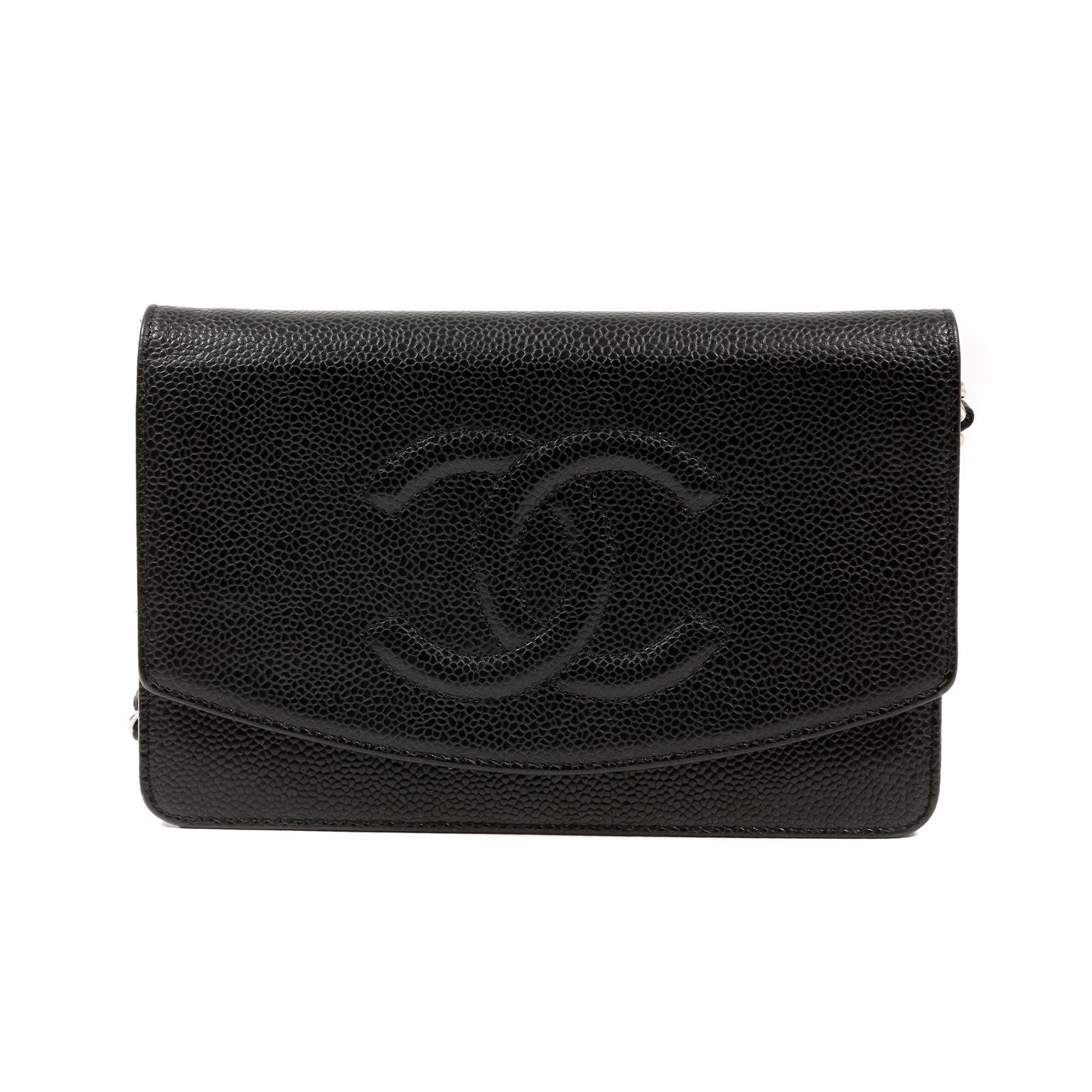 Chanel Black Caviar Timeless Wallet on a Chain with Silver 1