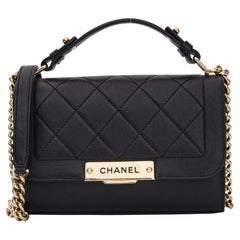 Chanel Black Caviar Top Handle Flap Bag (2016)