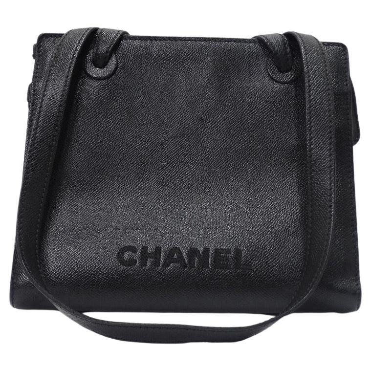 Chanel Black Caviar Trapeze Shoulder Bag circa 1990s In Excellent Condition In Scottsdale, AZ