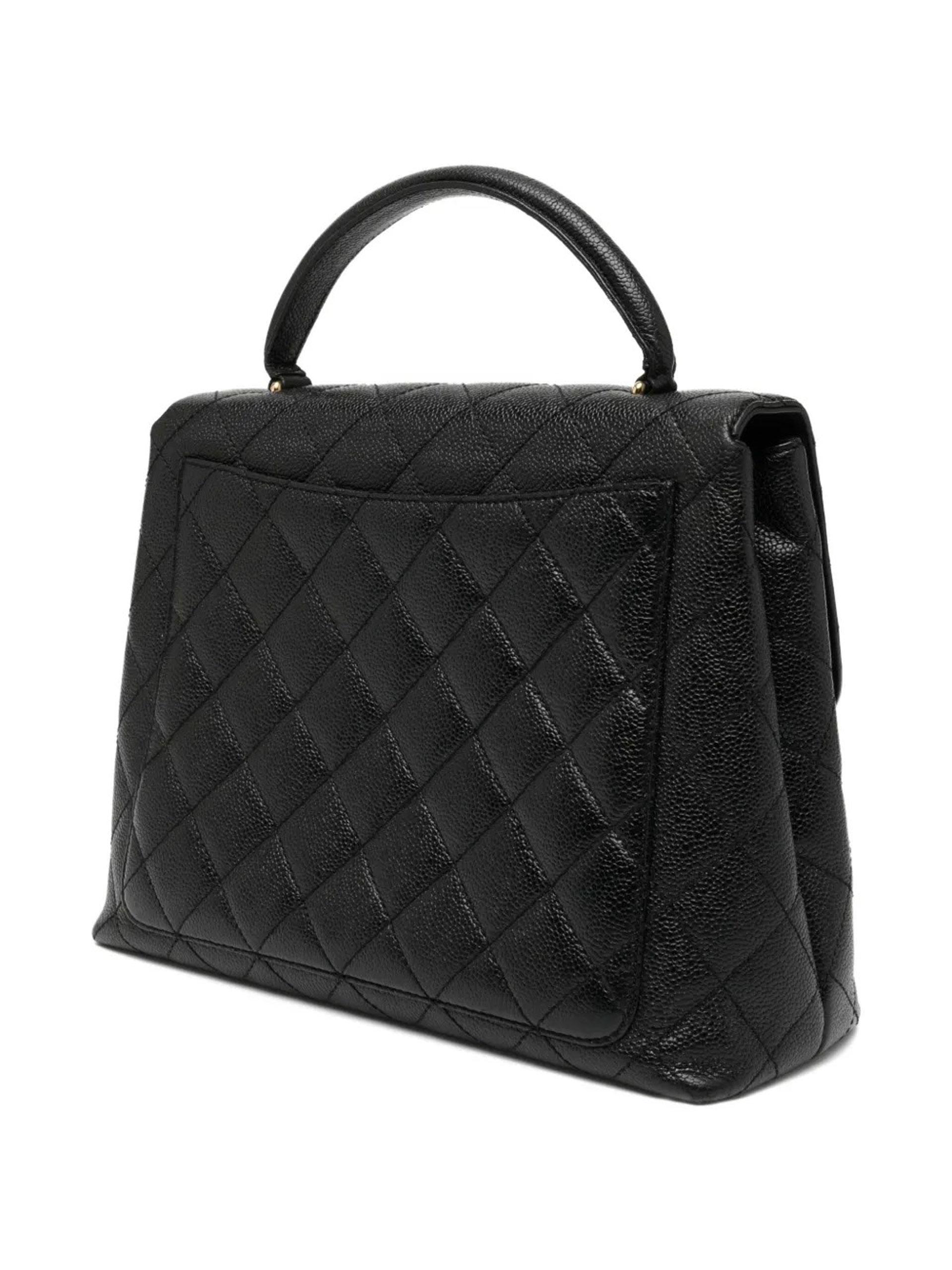 Noir Chanel Black Caviar Vintage Top Handle Timeless Tote en vente
