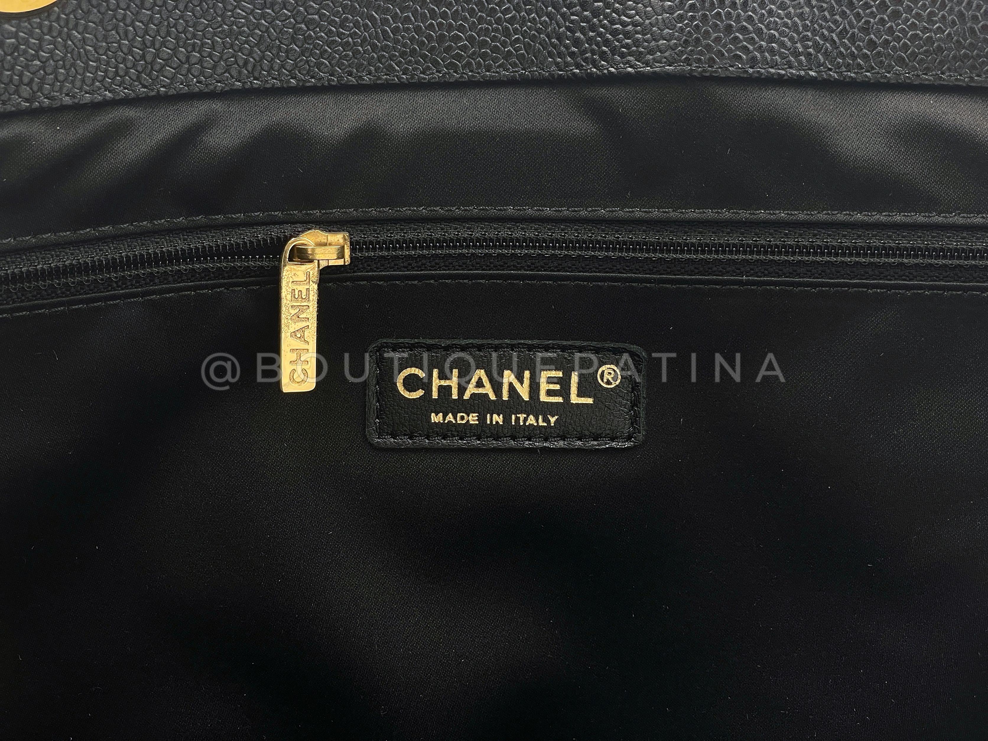 Chanel Black Caviar XL GST Grand Shopper Tote Bag GHW 67159 For Sale 6