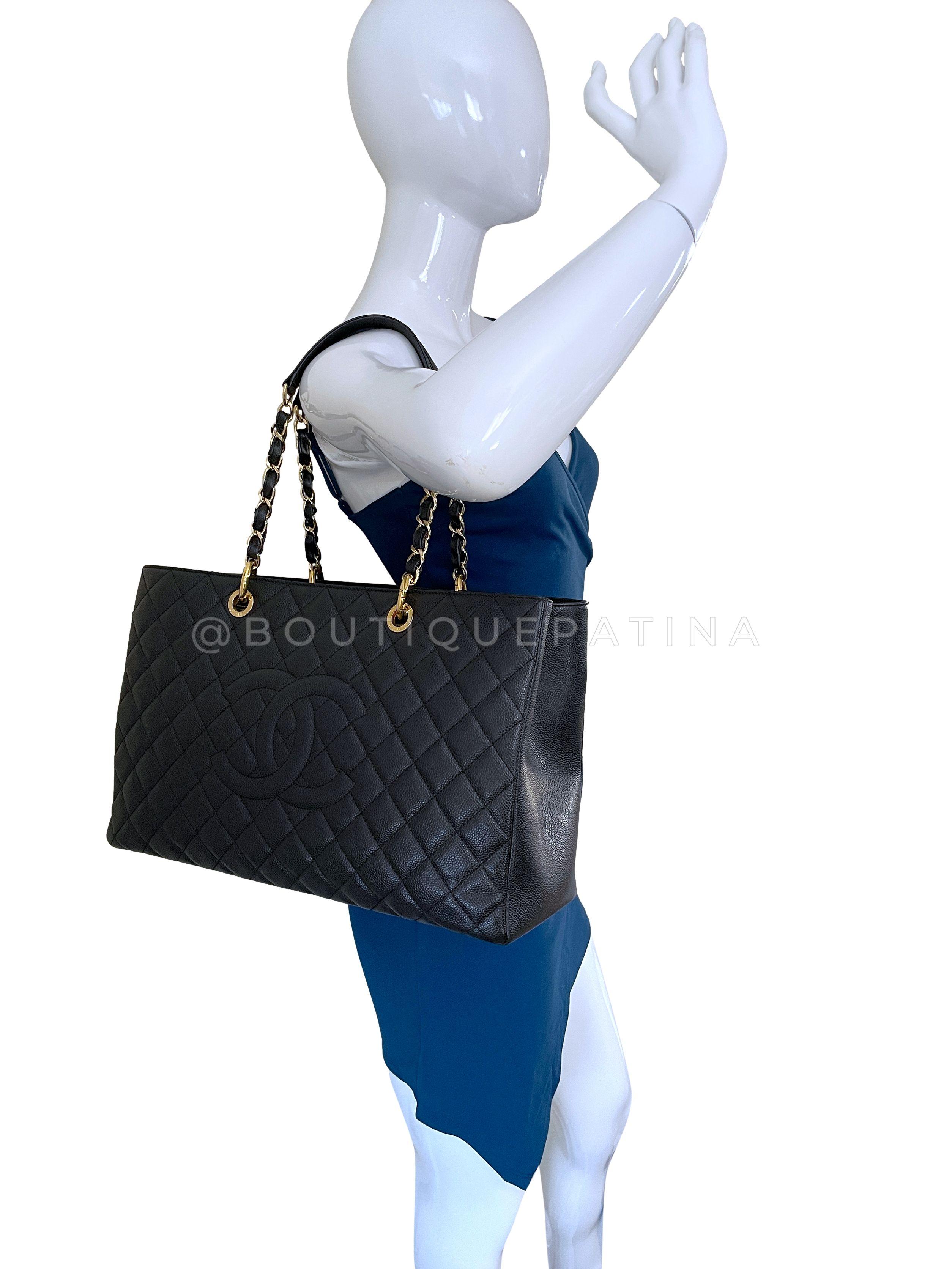 Chanel Black Caviar XL GST Grand Shopper Tote Bag GHW 67159 For Sale 9
