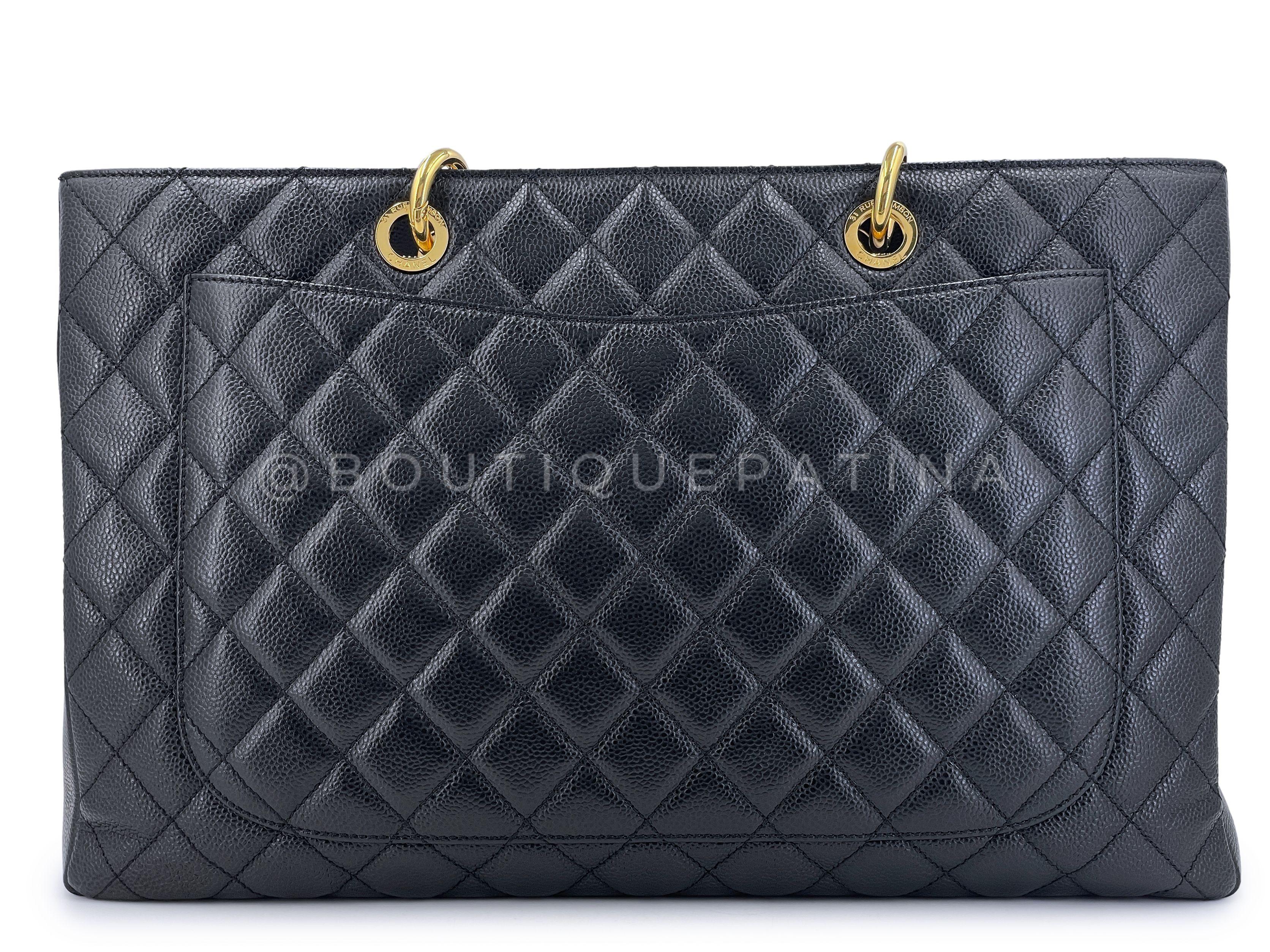 Chanel Black Caviar XL GST Grand Shopper Tote Bag GHW 67159 For Sale 1
