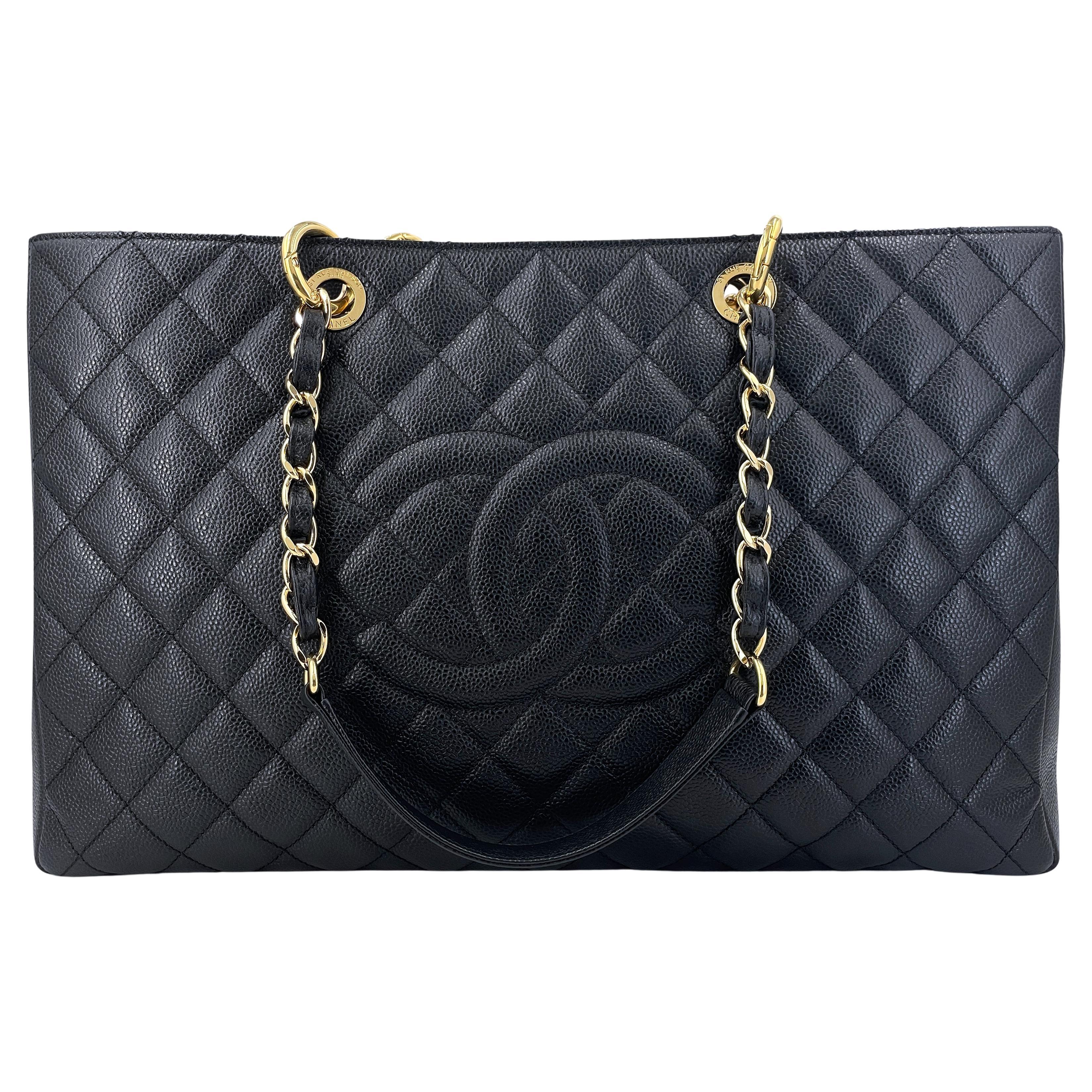 Chanel Black Caviar XL GST Grand Shopper Tote Bag GHW 67159 For Sale