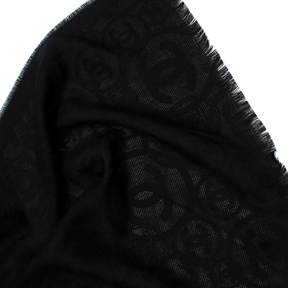 Women's or Men's Chanel Black CC Cashmere Scarf