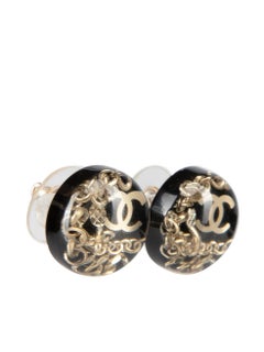 Chanel Black CC Chain Resin Studs