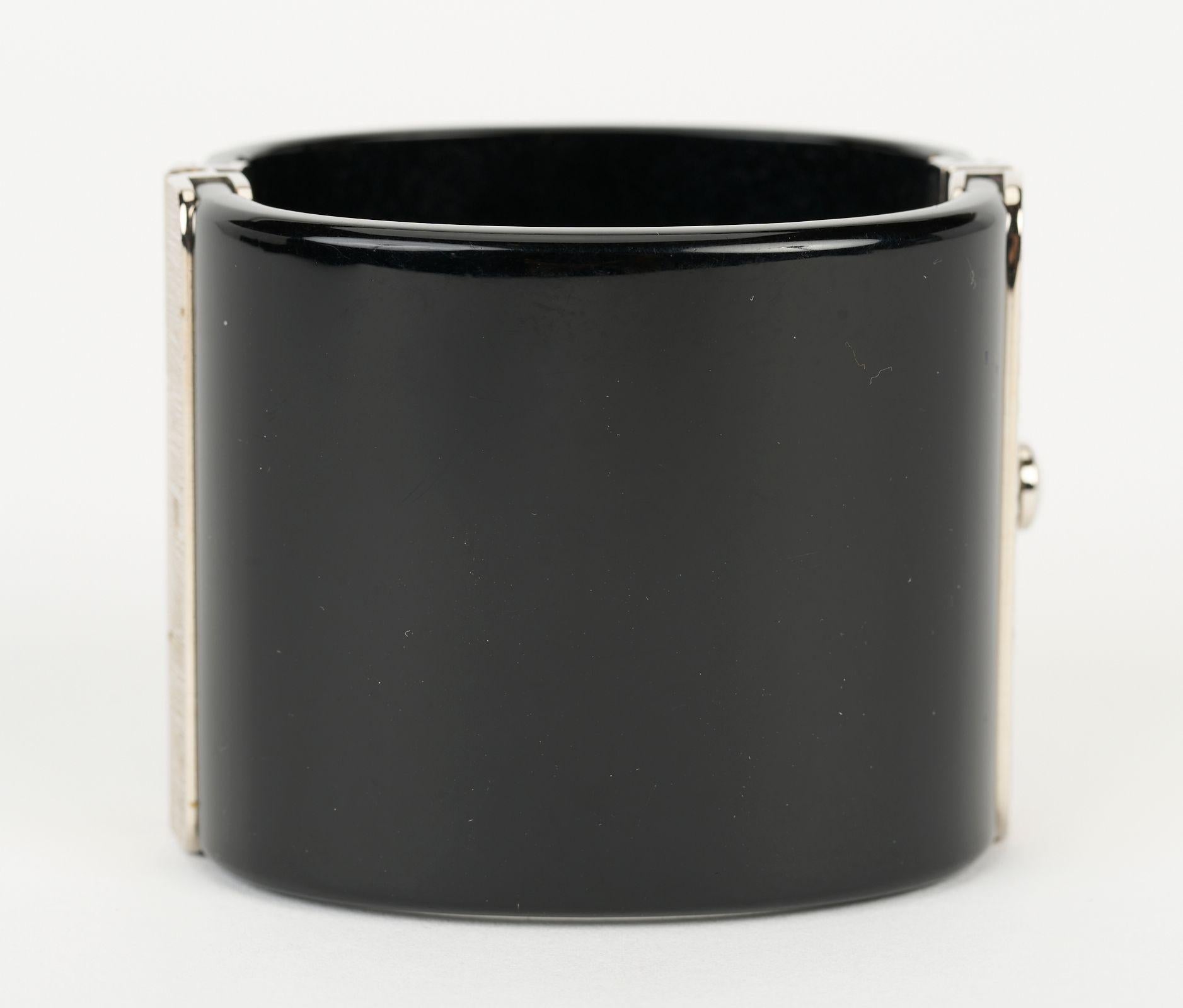 Round Cut Chanel Black CC Crystal Cuff Bracelet