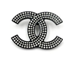 Chanel Black CC Crystal Resin Large Pin