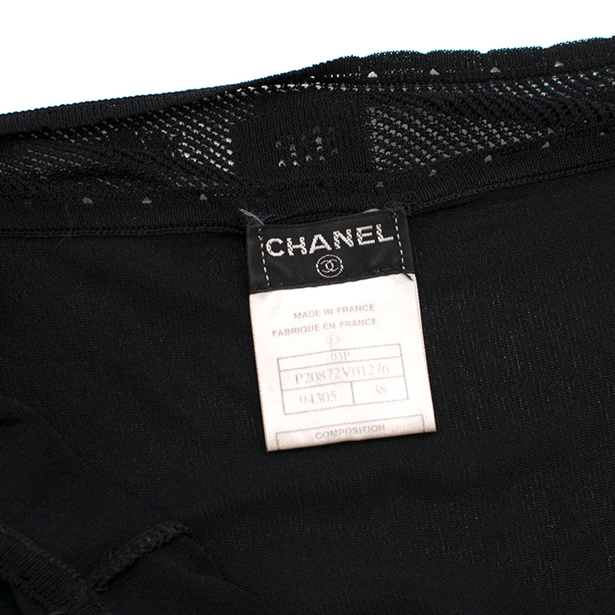 Black Chanel black CC-knit cropped cami top 38 FR