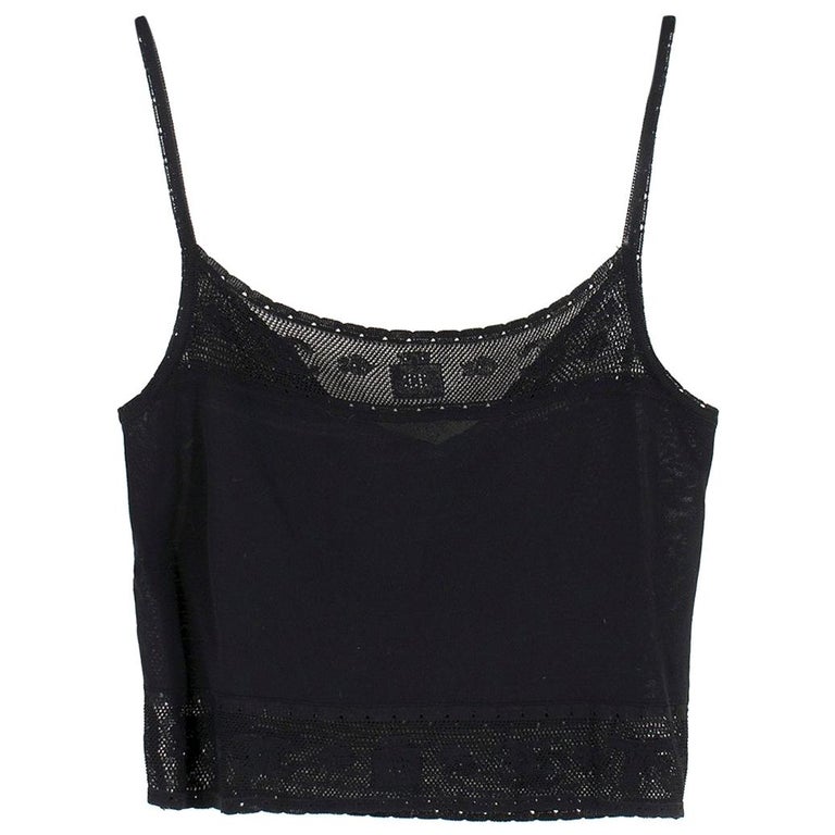 Chanel black CC-knit cropped cami top 38 FR
