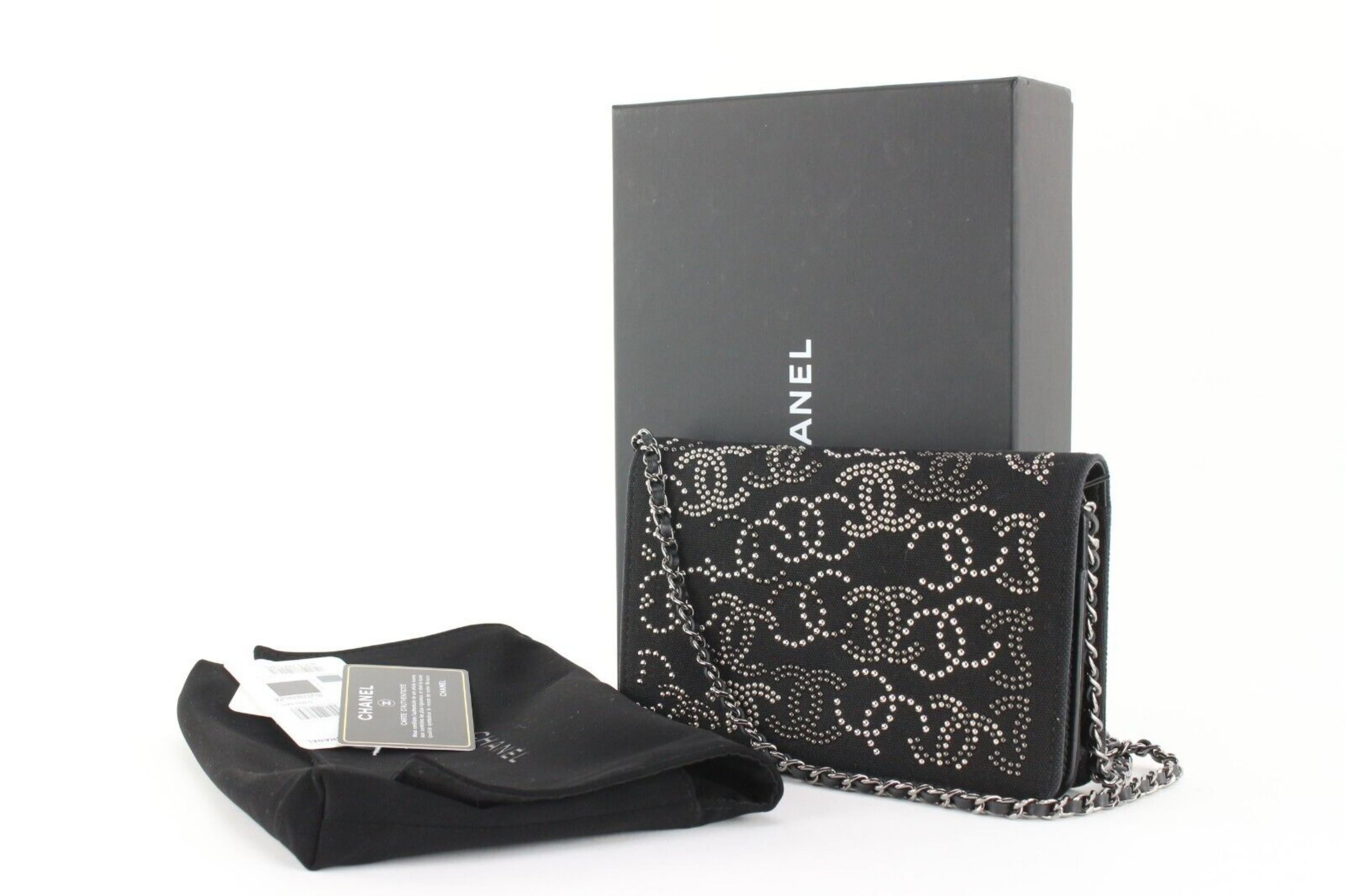 Chanel Black CC Logo All Over Wallet on Chain WOC SHW 20C26a For Sale 8