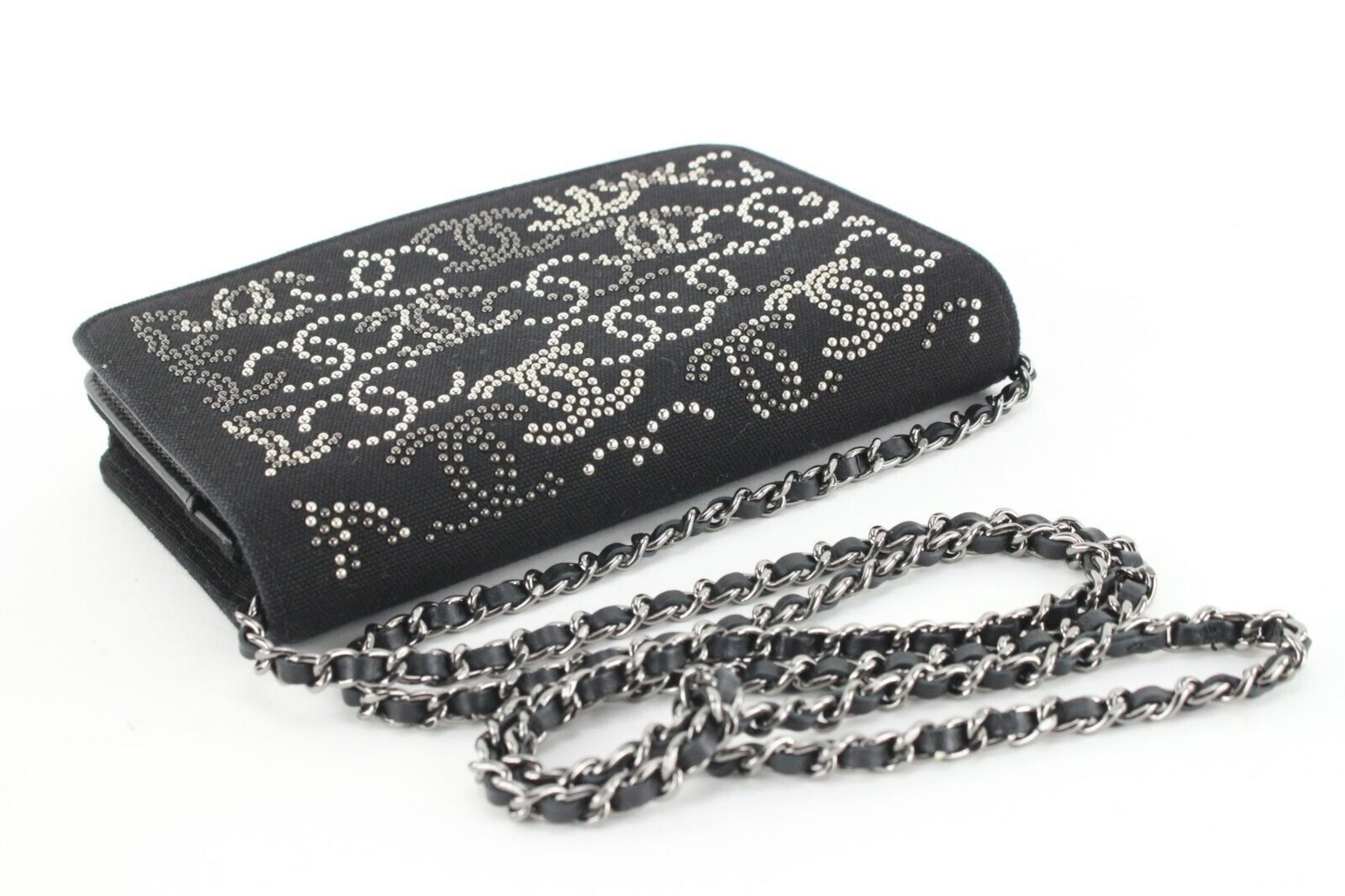 Chanel Black CC Logo All Over Wallet on Chain WOC SHW 20C26a For Sale 3