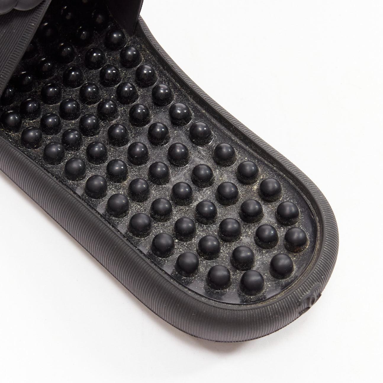 CHANEL black CC logo camellia pebbled insole thermoplastic slippers EU36 4